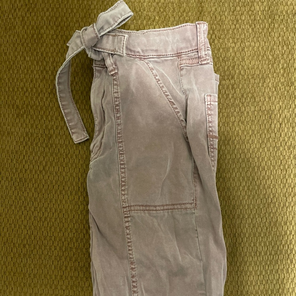 Rustic purple high rise jeggings with tie.